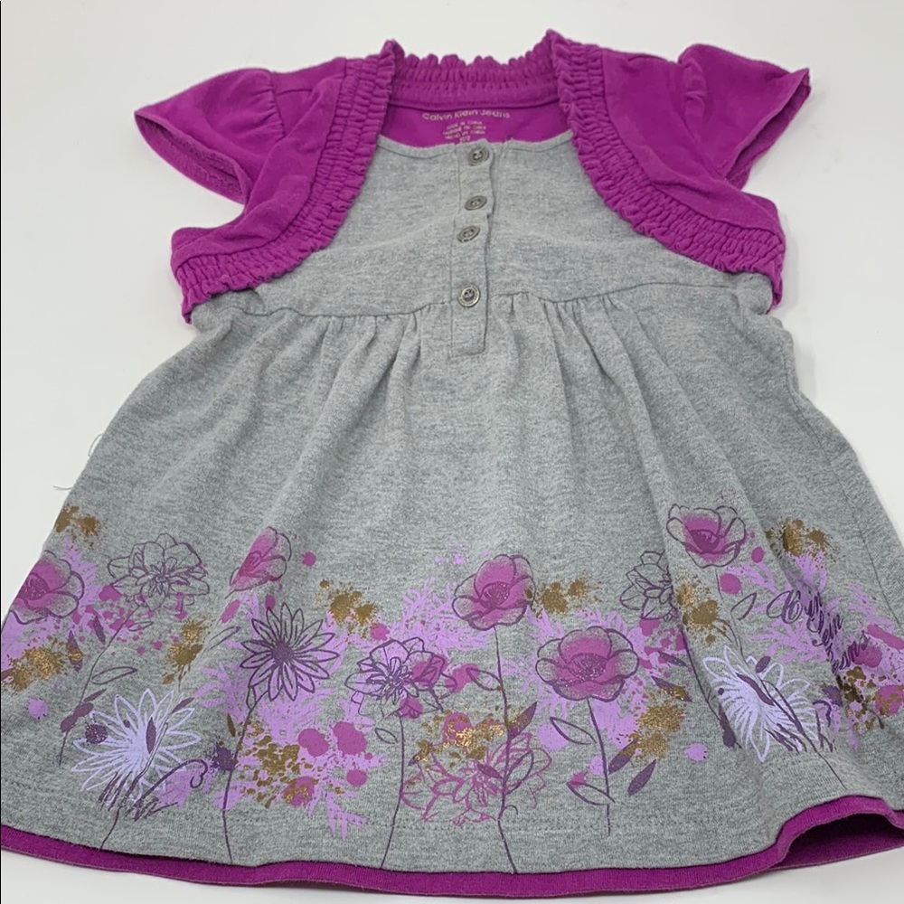 Charming Purple and Gray Kids Dress